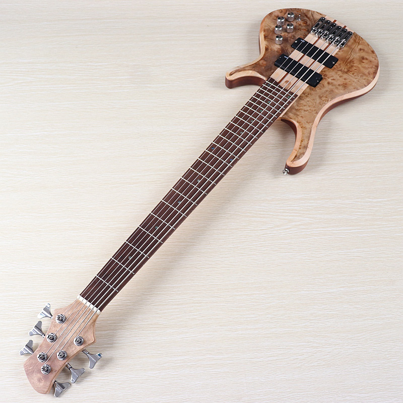 Bass Guitar Fretless - Guitare basse électrique active arbre Burl